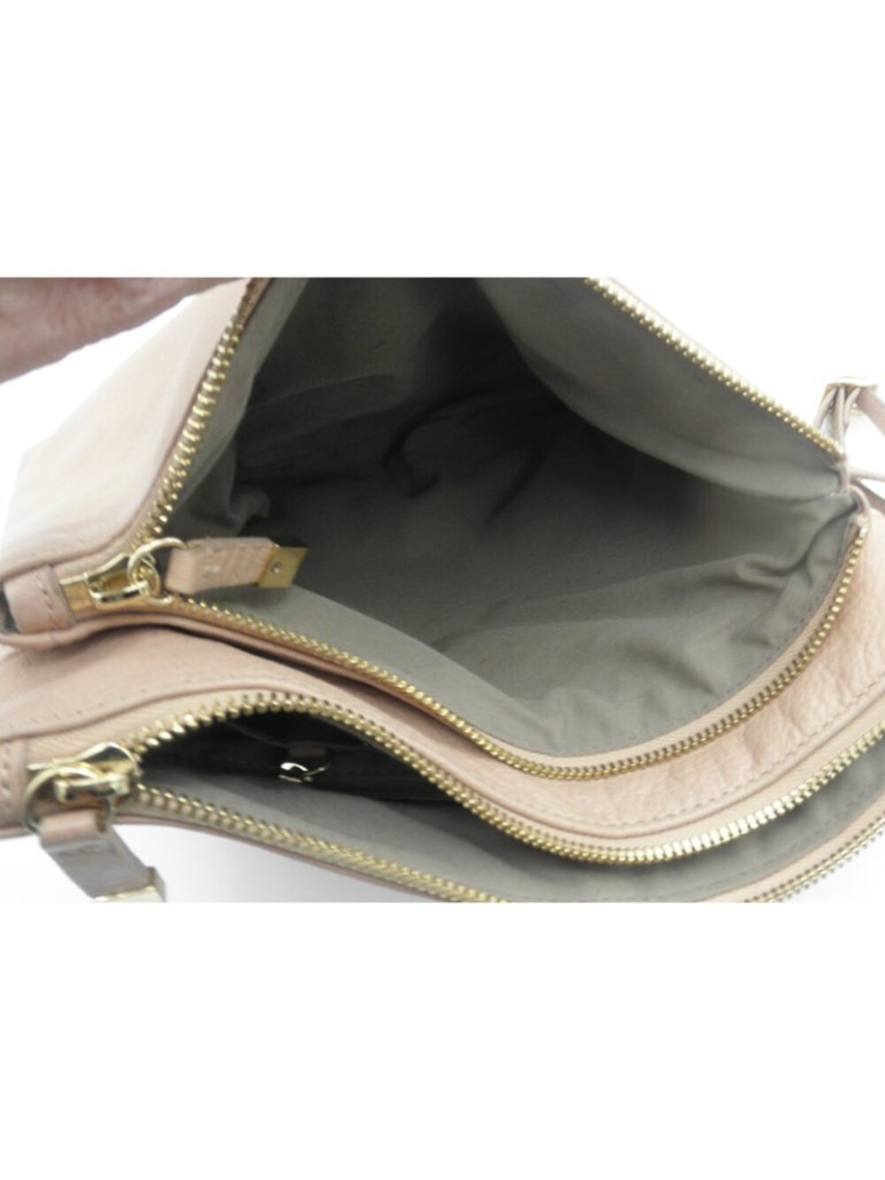Margot Peach Blush Leather Double Top Zip Crossbody Shoulder Bag Genuine Leather - Picture 13 of 16